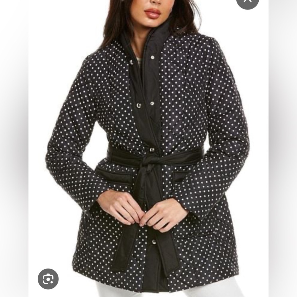 Kate Spade polka dots belted quilted jacket, size Medium